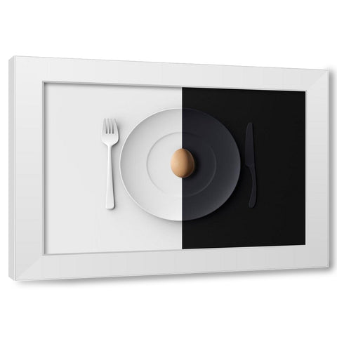 EGG White Modern Wood Framed Art Print by Zhang, Yujie