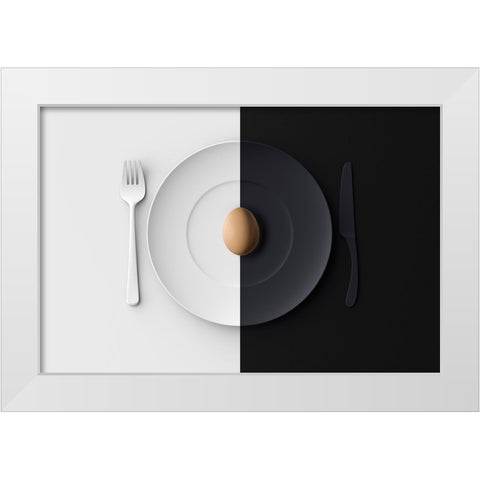 EGG White Modern Wood Framed Art Print by Zhang, Yujie