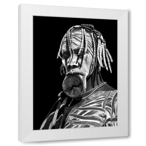 Mursi Woman White Modern Wood Framed Art Print by Perovich, Irene