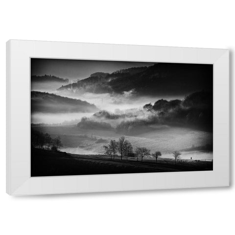 Morning Walk White Modern Wood Framed Art Print by Svoboda Mqep, Peter