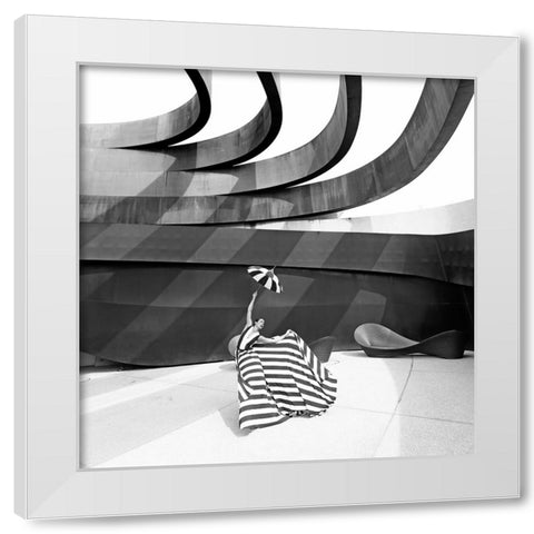 The Ambrella White Modern Wood Framed Art Print by Waldmann, Shlomo