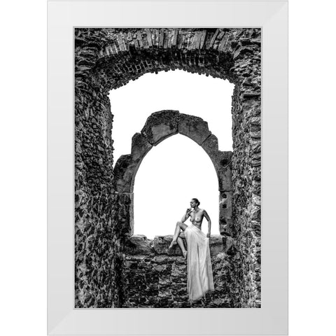 Thinking White Modern Wood Framed Art Print by D. Pop, Ovi