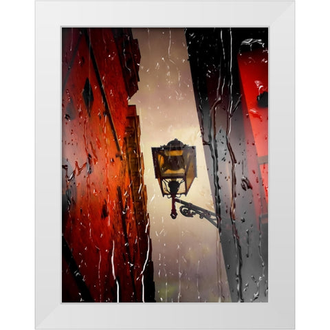 Street Light White Modern Wood Framed Art Print by Jasmine