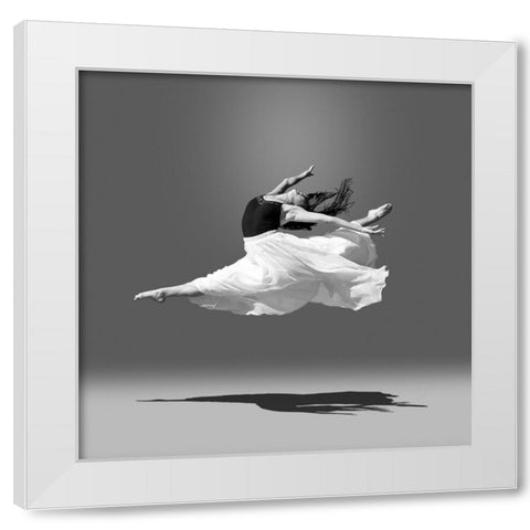 Jumping in air White Modern Wood Framed Art Print by Wang, Bill