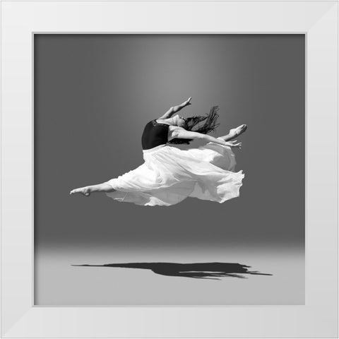 Jumping in air White Modern Wood Framed Art Print by Wang, Bill