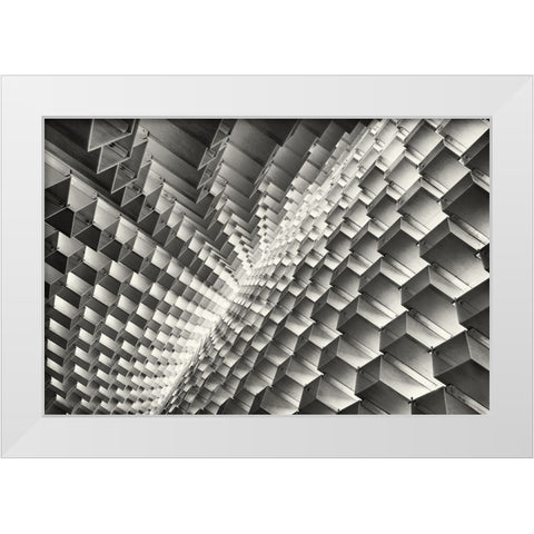 Abstract Blocks White Modern Wood Framed Art Print by Huang, Richard