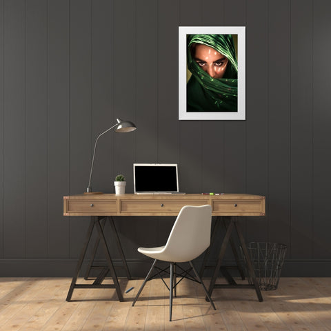 Fateme White Modern Wood Framed Art Print by Mokhtari, Mehdi