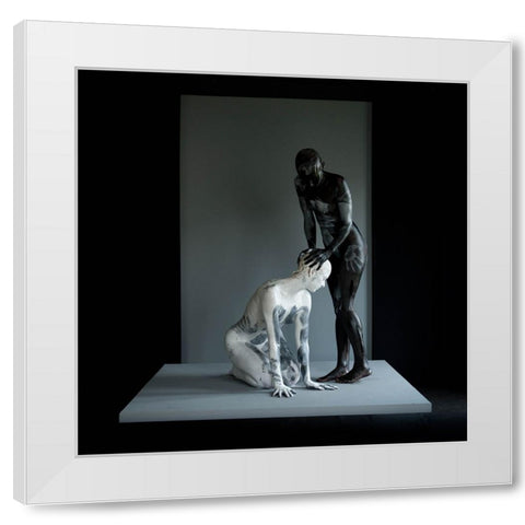 Nonverbal 3/8 *Get Closerq White Modern Wood Framed Art Print by woodplane
