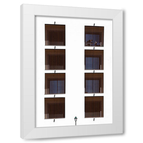 Between Bars. White Modern Wood Framed Art Print by Arjona, Elena