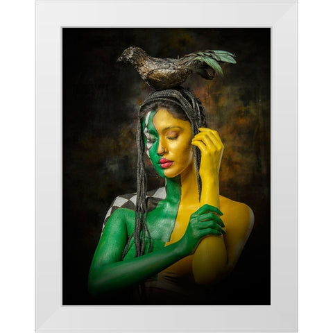 QUEEN OF BLACK MAGIC White Modern Wood Framed Art Print by Bhattacharyya, Partha