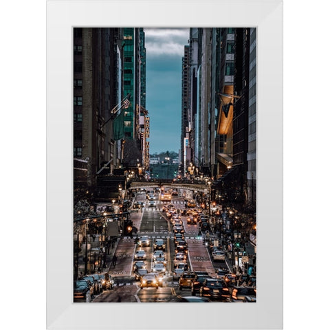 42th Street White Modern Wood Framed Art Print by Wang, Gengchen