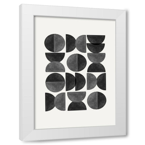 Mid Century-Geometric White Modern Wood Framed Art Print by The Miuus Studio