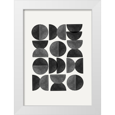 Mid Century-Geometric White Modern Wood Framed Art Print by The Miuus Studio