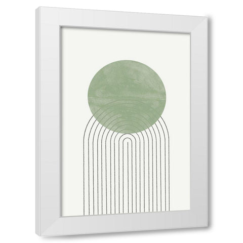Green Moon No1. White Modern Wood Framed Art Print by The Miuus Studio