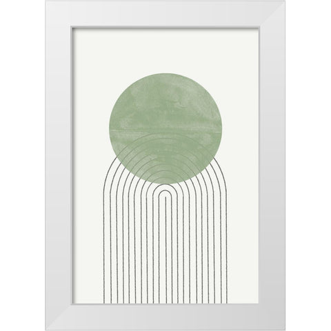 Green Moon No1. White Modern Wood Framed Art Print by The Miuus Studio