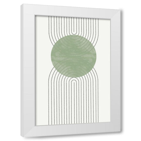 Green Moon No2. White Modern Wood Framed Art Print by The Miuus Studio