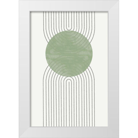 Green Moon No2. White Modern Wood Framed Art Print by The Miuus Studio