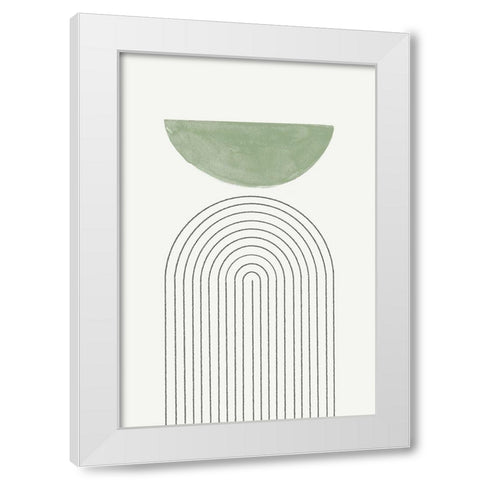 Green Moon No3. White Modern Wood Framed Art Print by The Miuus Studio