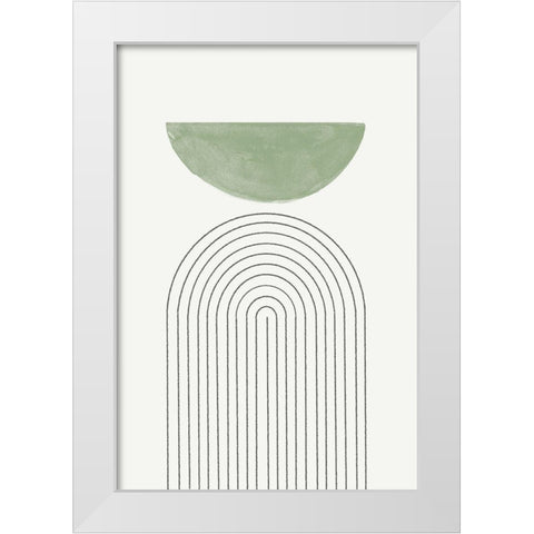 Green Moon No3. White Modern Wood Framed Art Print by The Miuus Studio