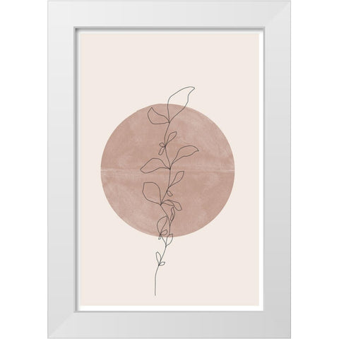 Line Flower White Modern Wood Framed Art Print by The Miuus Studio