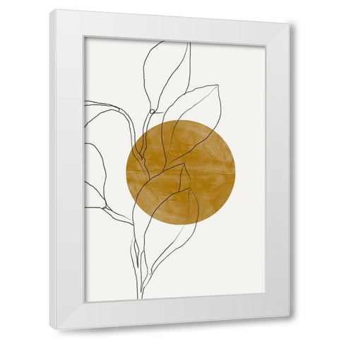 Plant and Sun White Modern Wood Framed Art Print by The Miuus Studio