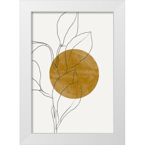 Plant and Sun White Modern Wood Framed Art Print by The Miuus Studio