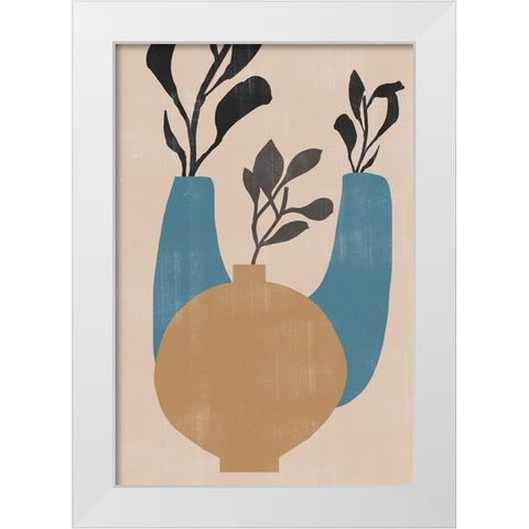 Vases No7. White Modern Wood Framed Art Print by The Miuus Studio