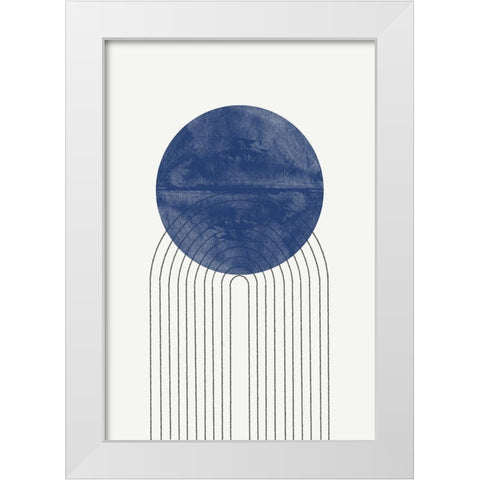 Blue Moon No2. White Modern Wood Framed Art Print by The Miuus Studio