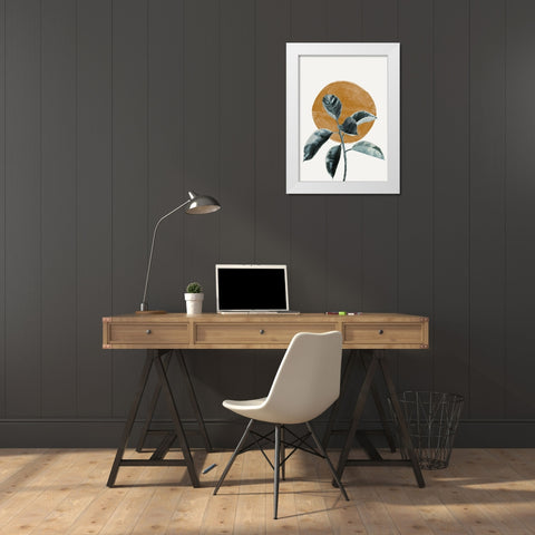 Sun and Ficus White Modern Wood Framed Art Print by The Miuus Studio