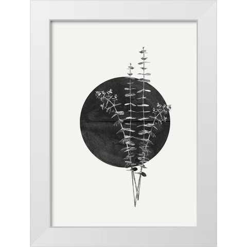 Plant and Black Sun White Modern Wood Framed Art Print by The Miuus Studio