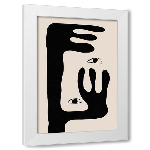 Abstract Face No2. White Modern Wood Framed Art Print by The Miuus Studio