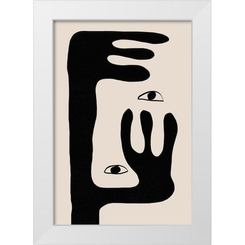 Abstract Face No2. White Modern Wood Framed Art Print by The Miuus Studio