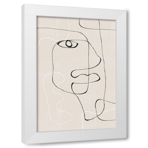 Abstract Face No1. White Modern Wood Framed Art Print by The Miuus Studio