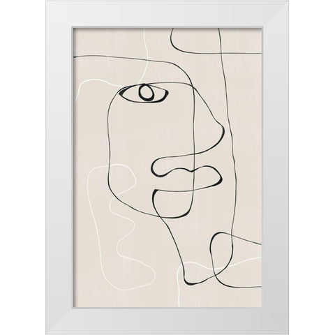 Abstract Face No1. White Modern Wood Framed Art Print by The Miuus Studio