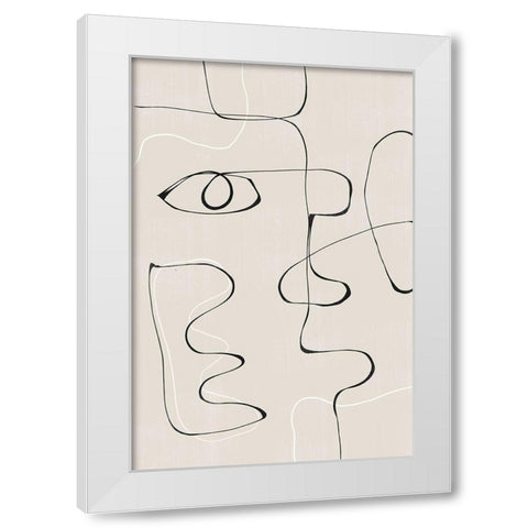 Abstract Face No2. White Modern Wood Framed Art Print by The Miuus Studio