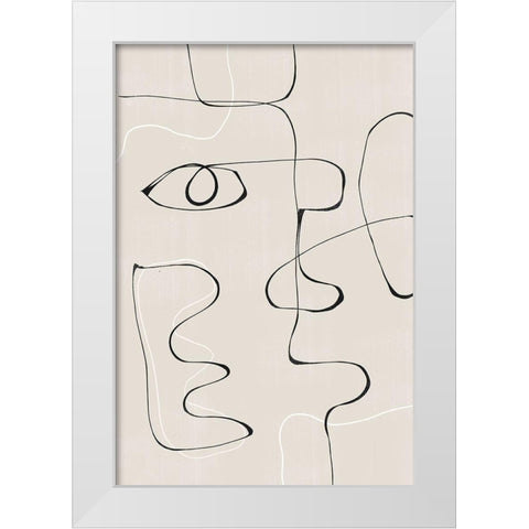 Abstract Face No2. White Modern Wood Framed Art Print by The Miuus Studio
