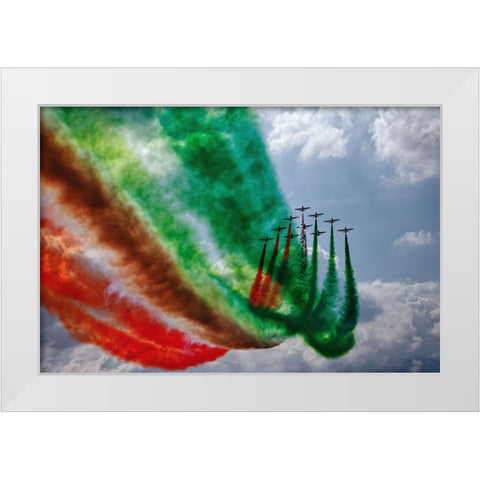 Frecce Tricolori White Modern Wood Framed Art Print by Vizzari, Giuseppe