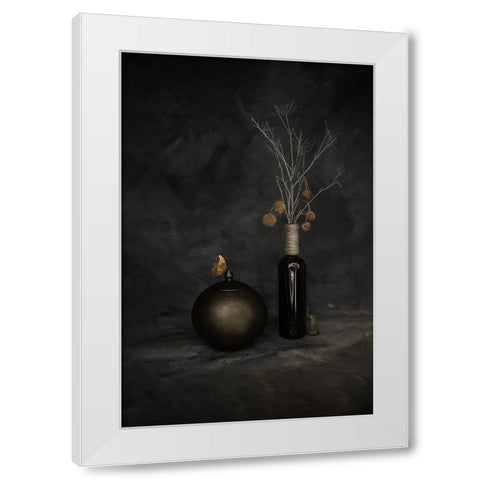 In a Dark Corner White Modern Wood Framed Art Print by Kiral, Cicek