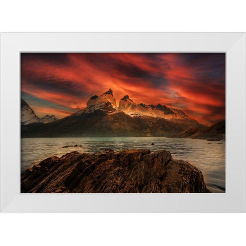 Mountain color White Modern Wood Framed Art Print by Su, Yuan