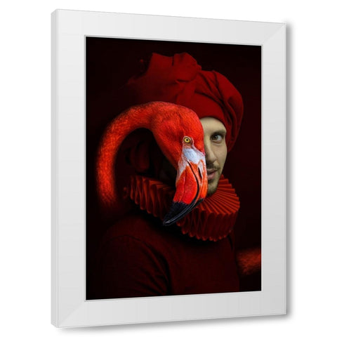Red Flamingo White Modern Wood Framed Art Print by Adrian Chis, Paul
