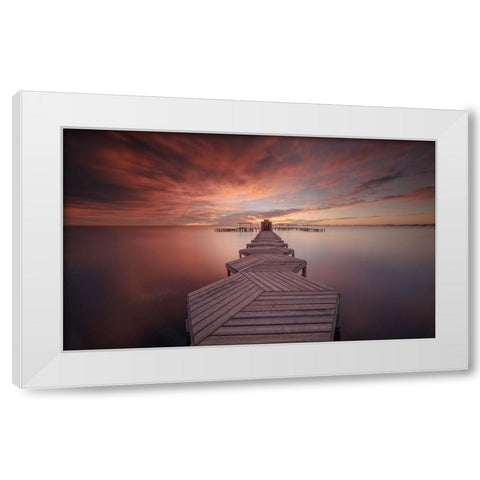 Amanecer en el balneario White Modern Wood Framed Art Print by Tobarra Narro, Doroteo
