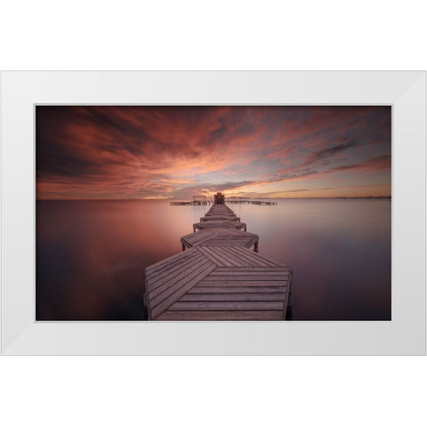 Amanecer en el balneario White Modern Wood Framed Art Print by Tobarra Narro, Doroteo