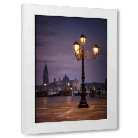 Sunrise in Venice White Modern Wood Framed Art Print by Lopez, Bartolome