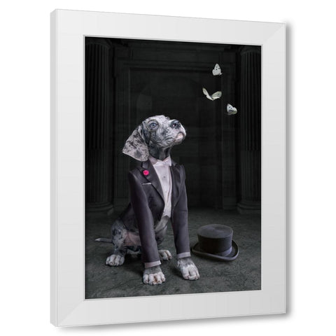 LordDog White Modern Wood Framed Art Print by Egger, Marcel