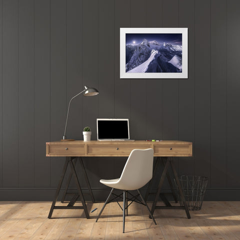 Koscielec in the Night White Modern Wood Framed Art Print by Nienartowicz, Karol