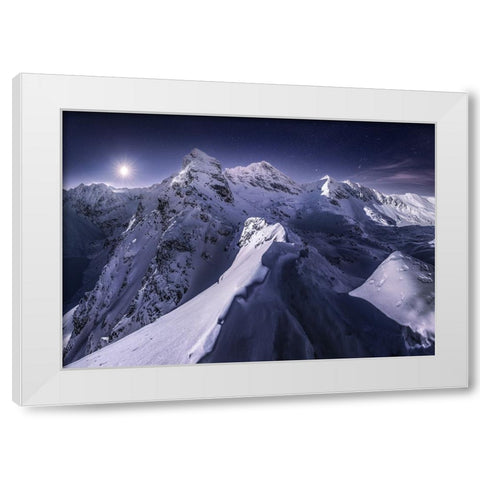 Koscielec in the Night White Modern Wood Framed Art Print by Nienartowicz, Karol