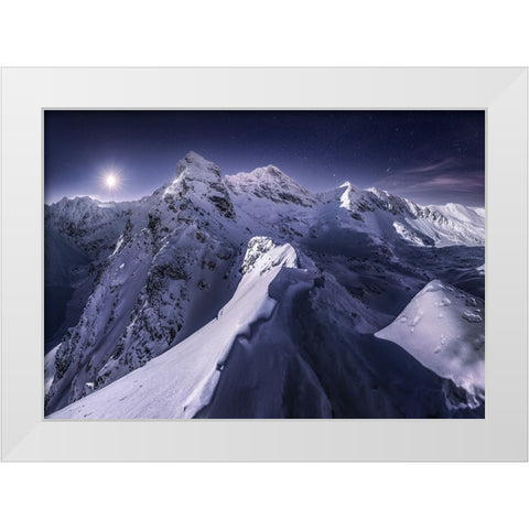 Koscielec in the Night White Modern Wood Framed Art Print by Nienartowicz, Karol