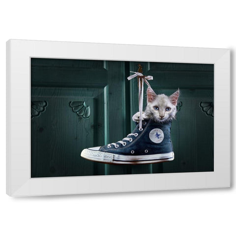 Catshoe White Modern Wood Framed Art Print by Egger, Marcel