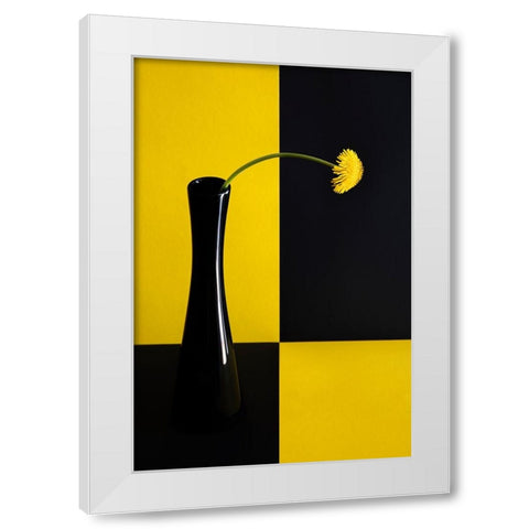 Still life with dandelion White Modern Wood Framed Art Print by Hrabinsky, Peter