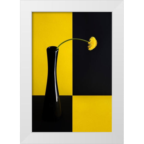 Still life with dandelion White Modern Wood Framed Art Print by Hrabinsky, Peter